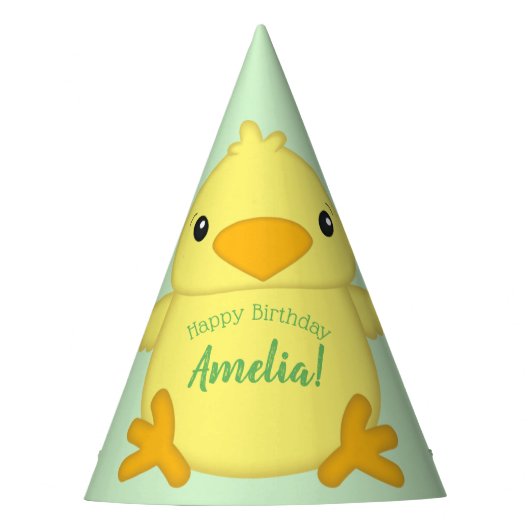 Chick Birthday Party Green Feesthoedjes (Voorkant)