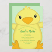 Chick Birthday Party Green Kaart (Voorkant / Achterkant)