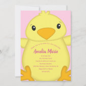 Chick Birthday Party Pink Kaart (Voorkant)