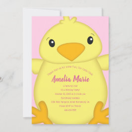 Chick Birthday Party Pink Kaart