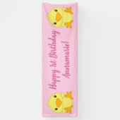 Chick Birthday Party Pink Spandoek (Verticaal)