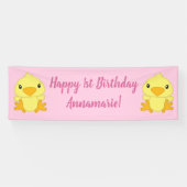 Chick Birthday Party Pink Spandoek (Horizontaal)