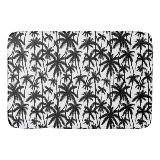 Chick Black + White Palm Tree Patroon Badmat (Voorkant)
