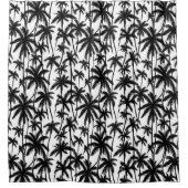 Chick Black + White Palm Tree Patroon Douchegordijn (Voorkant)