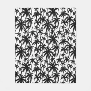 Chick Black + White Palm Tree Patroon Fleece Deken