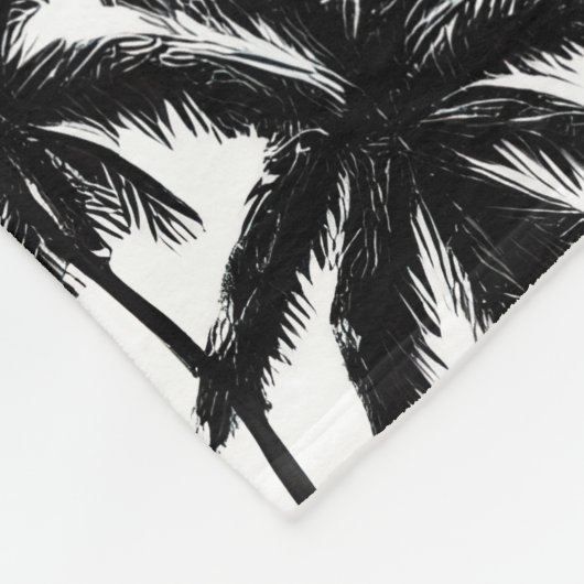 Chick Black + White Palm Tree Patroon Fleece Deken (Hoek)