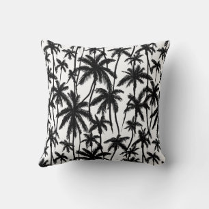 Chick Black + White Palm Tree Patroon Kussen