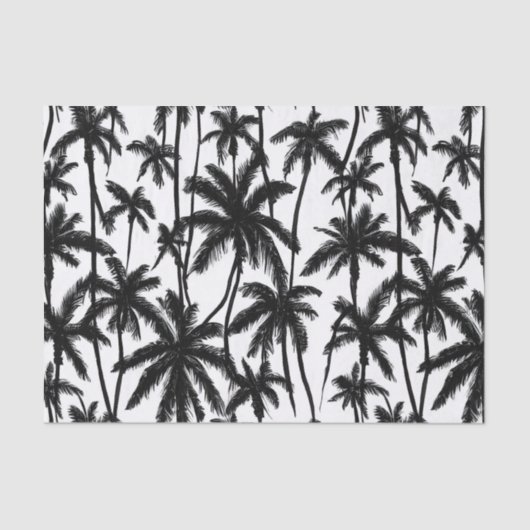 Chick Black + White Palm Tree Patroon Tissuepapier (Voorkant)