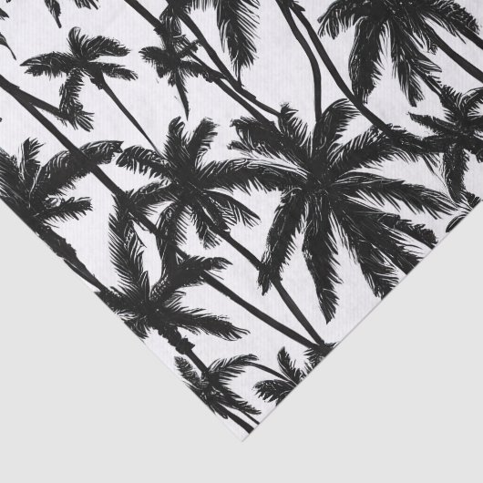Chick Black + White Palm Tree Patroon Tissuepapier (Detail)