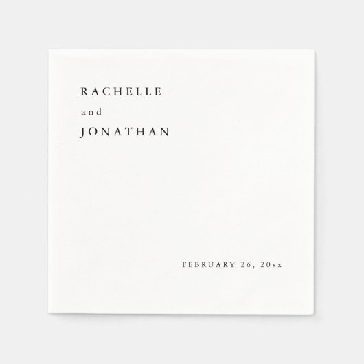 Chick Black White Simple Wedding Napkins Servet (Voorkant)