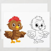 Chick Cartoon doodle kleurplaat (Voorkant / Achterkant)