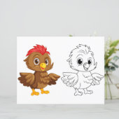 Chick Cartoon doodle kleurplaat (Staand voorkant)