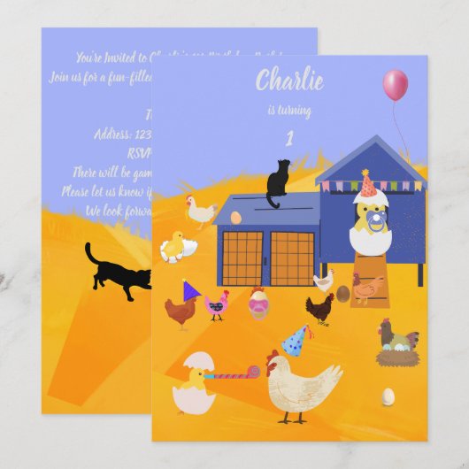 Chick Charlie Chicken verjaardag Kaart (Voorkant / Achterkant)