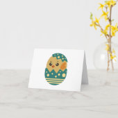 Chick Coming Uit een Kleurrijke Ei BLANK Kaart (Gele Bloem)