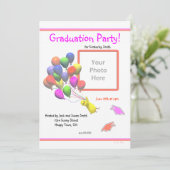 Chick en ballonnen Kleuterschool Foto Afstuderen Kaart (Staand voorkant)