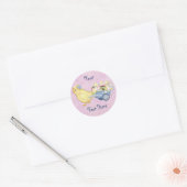Chick en Winkelwagen Ronde Sticker (Envelop)