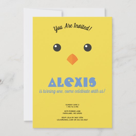 Chick Face Verjaardagsfeestje Uitnodigen Kaart (Voorkant)