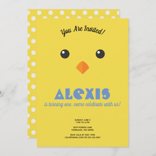 Chick Face Verjaardagsfeestje Uitnodigen Kaart (Voorkant / Achterkant)