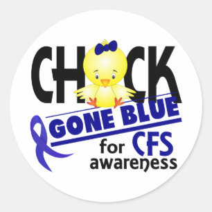 Chick Gone Blue voor CFS chronisch vermoeidheidssy Ronde Sticker