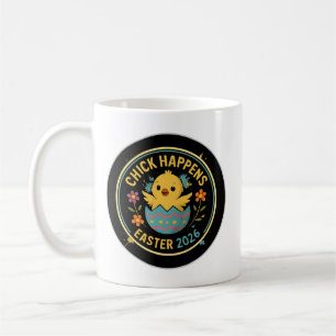 Chick Happens – Pasen 2026 Badge Ontwerp Koffiemok