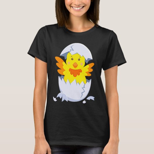Chick hatches out of egg chicken chick with egg sh t-shirt (Voorkant)