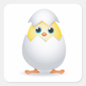 Chick Hatching Vierkante Sticker (Voorkant)