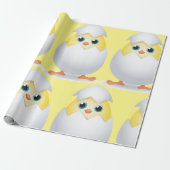 Chick Hatching Yellow Chicken Wrapping Paper Cadeaupapier (Uitgerold)
