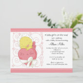 Chick het is een meisje Baby shower Kaart (Staand voorkant)