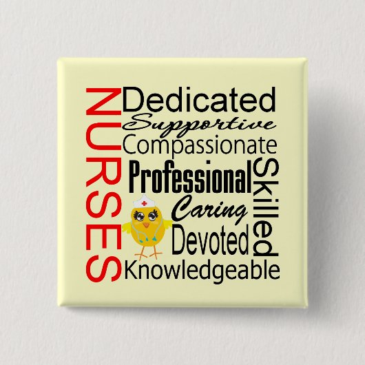 Chick Humor - Verpleegkundeherkenning collage Vierkante Button 5,1 Cm (Voorkant)