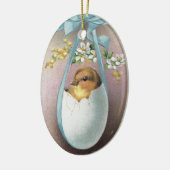 Chick in Dangling Eggshell  Pasen Keramisch Ornament (Links)