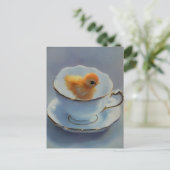 Chick in een theekopje briefkaart (Staand voorkant)