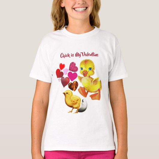 Chick is mijn Valentijn die haar hart veegt T-shirt (Voorkant)