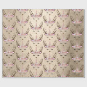 Chick koper roos goud eenhoorn rendierpatroon cadeaupapier (Vlak)