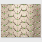 Chick koper roos goud eenhoorn rendierpatroon cadeaupapier (Vlak)