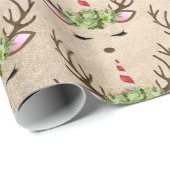 Chick koper roos goud eenhoorn rendierpatroon cadeaupapier (Rol Hoek)