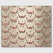 Chick koper roos goud eenhoorn rendierpatroon cadeaupapier (Vlak)