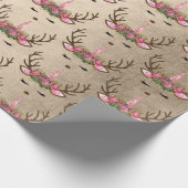 Chick koper roos goud eenhoorn rendierpatroon cadeaupapier (Hoek)