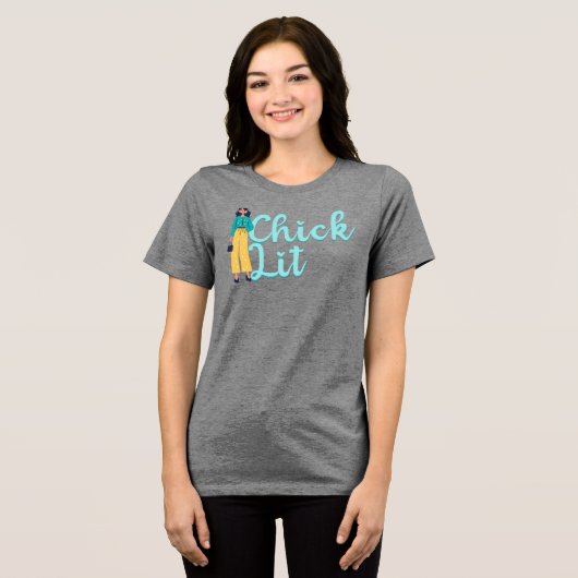 Chick Lit Genre Lovers Tri-Blend Shirt (Voorkant volledig)
