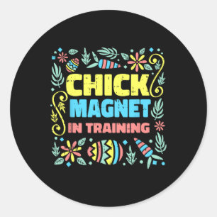 Chick magneet in training Pasen Grappig Ei Jacht Ronde Sticker