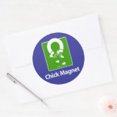Chick Magnet Blauw BG Ronde Sticker (Envelop)