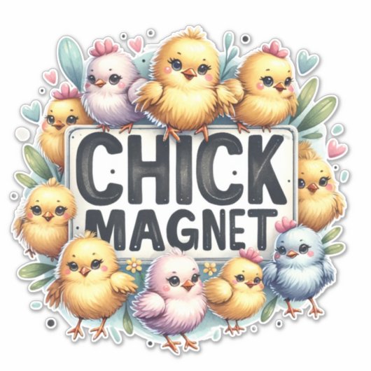 Chick Magnet - Schattigee Baby Chicks Sticker (Voorkant)