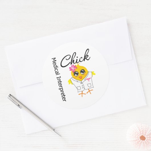 Chick medische tolk ronde sticker (Envelop)