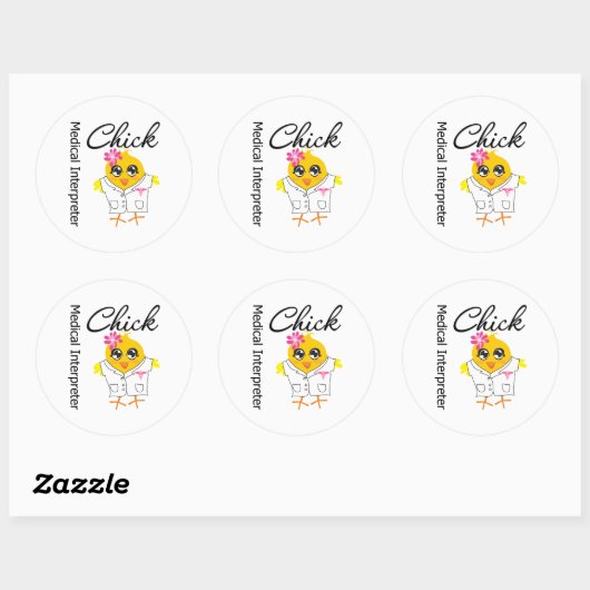 Chick medische tolk ronde sticker (Vel)