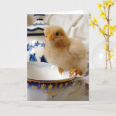 Chick On A Teacup beroemd gemaakt door Angelandspo Kaart (Gele Bloem)