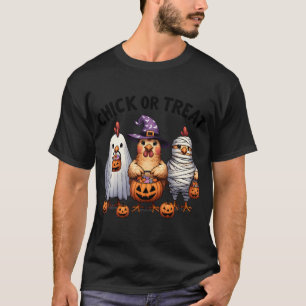 Chick or Treat Chicken Witch Halloween Kostuum T-shirt