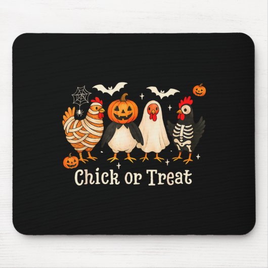 Chick Or Treat Funny Chicken Halloween Costume Chi Muismat (Voorkant)