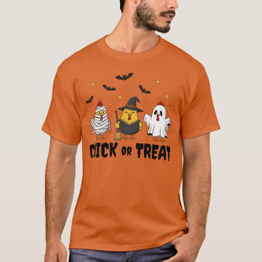 Chick or Treat Funny Chicken Halloween T-shirt (Voorkant)
