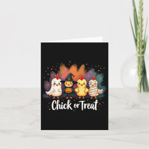 Chick or Treat Funny Halloween Schattigee Kip Kost Kaart
