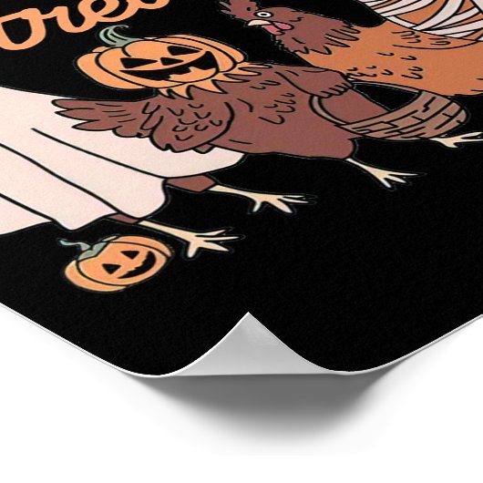 Chick or Treat Funny Halloween voor kippenliefhebb Poster (Hoek)