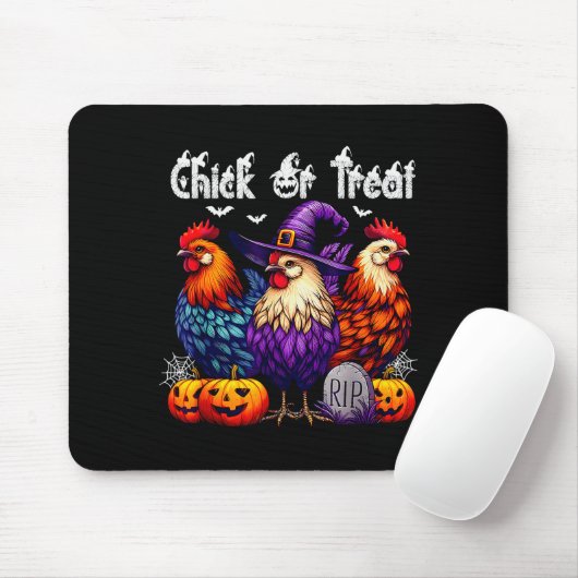 Chick Or Treat Funny Halloween Witch Soky Cute Chi Muismat (Met muis)